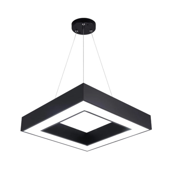 Plafoniera LED LBZ-00041 01 Plafonieră LED suspendată pătrată, contur gol, 48W, 60 cm, lumină alb rece 6500K, neagră