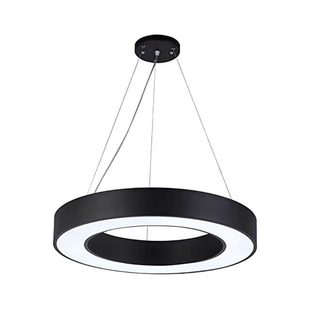 Plafoniera LED LBZ-00043 01 Plafonieră LED suspendată rotundă, contur gol, 48W, 60 cm, lumină alb rece 6500K, neagră