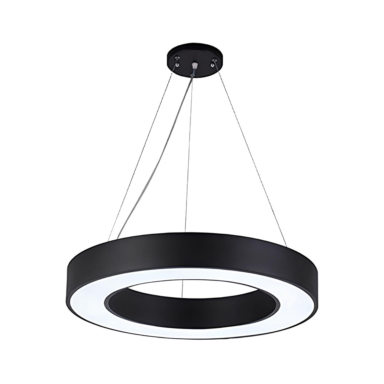 Plafoniera LED LBZ-00043 01 Plafonieră LED suspendată rotundă, contur gol, 48W, 60 cm, lumină alb rece 6500K, neagră