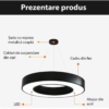 Plafoniera LED LBZ-00043 04 Plafonieră LED suspendată rotundă, contur gol, 48W, 60 cm, lumină alb rece 6500K, neagră