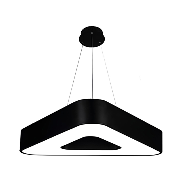 Plafoniera LED LBZ-00045 01 Plafonieră LED suspendată contur triunghiular 48W, 60 cm, lumină alb rece 6500K, neagră
