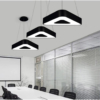 Plafoniera LED LBZ-00045 02 Plafonieră LED suspendată contur triunghiular 48W, 60 cm, lumină alb rece 6500K, neagră