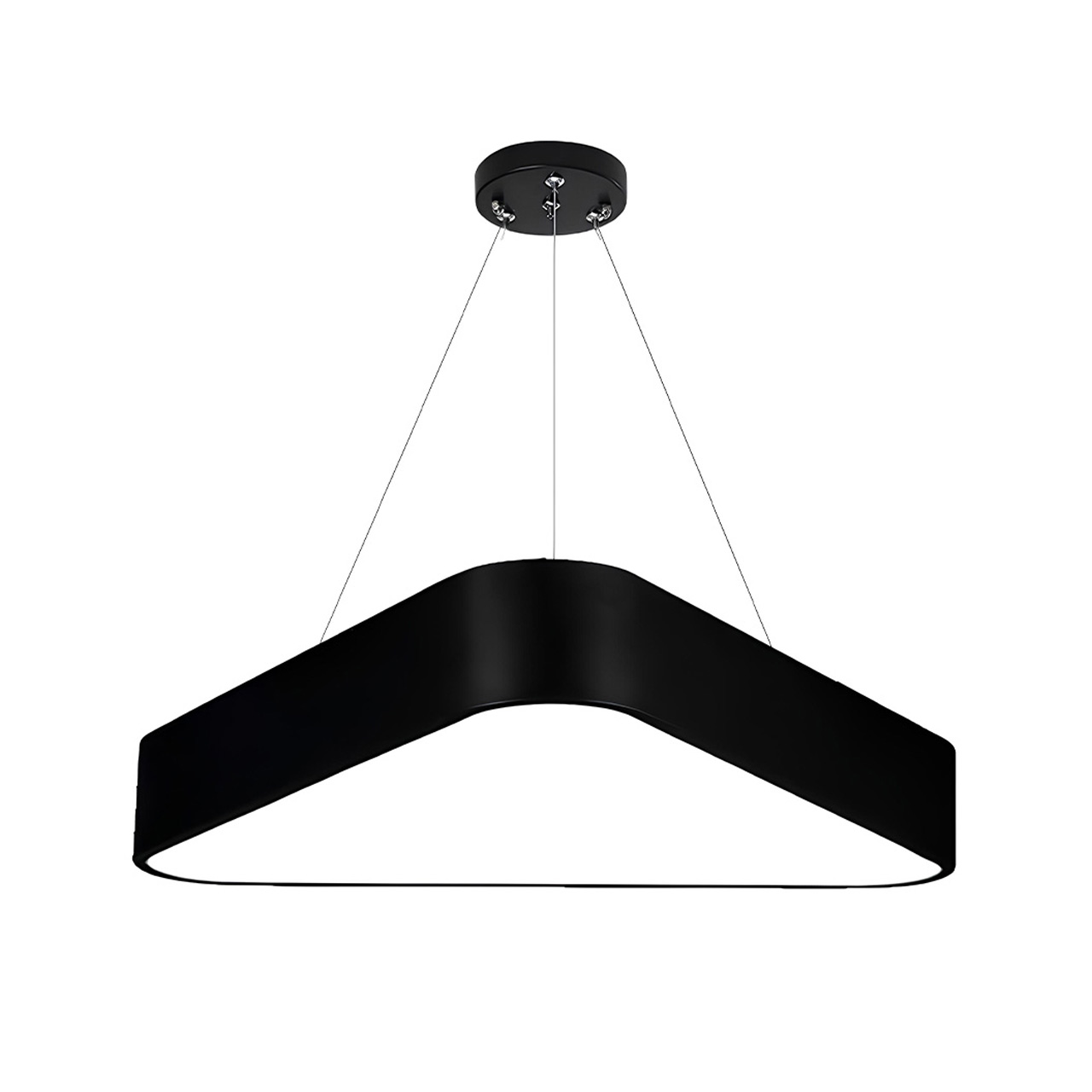 Plafoniera LED LBZ-00046 01 Plafonieră LED suspendată triunghiulară plină 48W, 60 cm, lumină alb rece 6500K, neagră