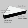 Plafoniera LED LBZ-00046 03 Plafonieră LED suspendată triunghiulară plină 48W, 60 cm, lumină alb rece 6500K, neagră