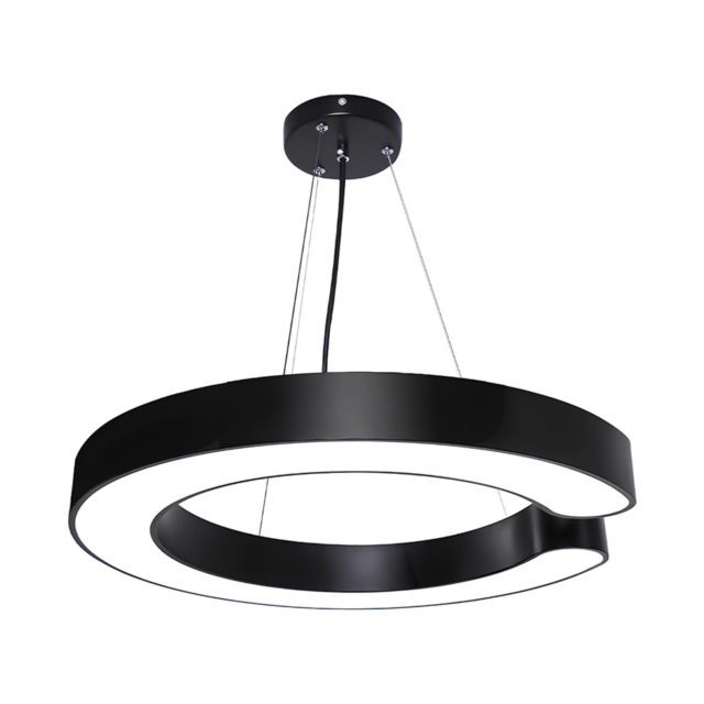 Plafoniera LED LBZ-00048 01 Plafonieră LED suspendată formă C 48W, 60 cm, lumină alb rece 6500K, neagră