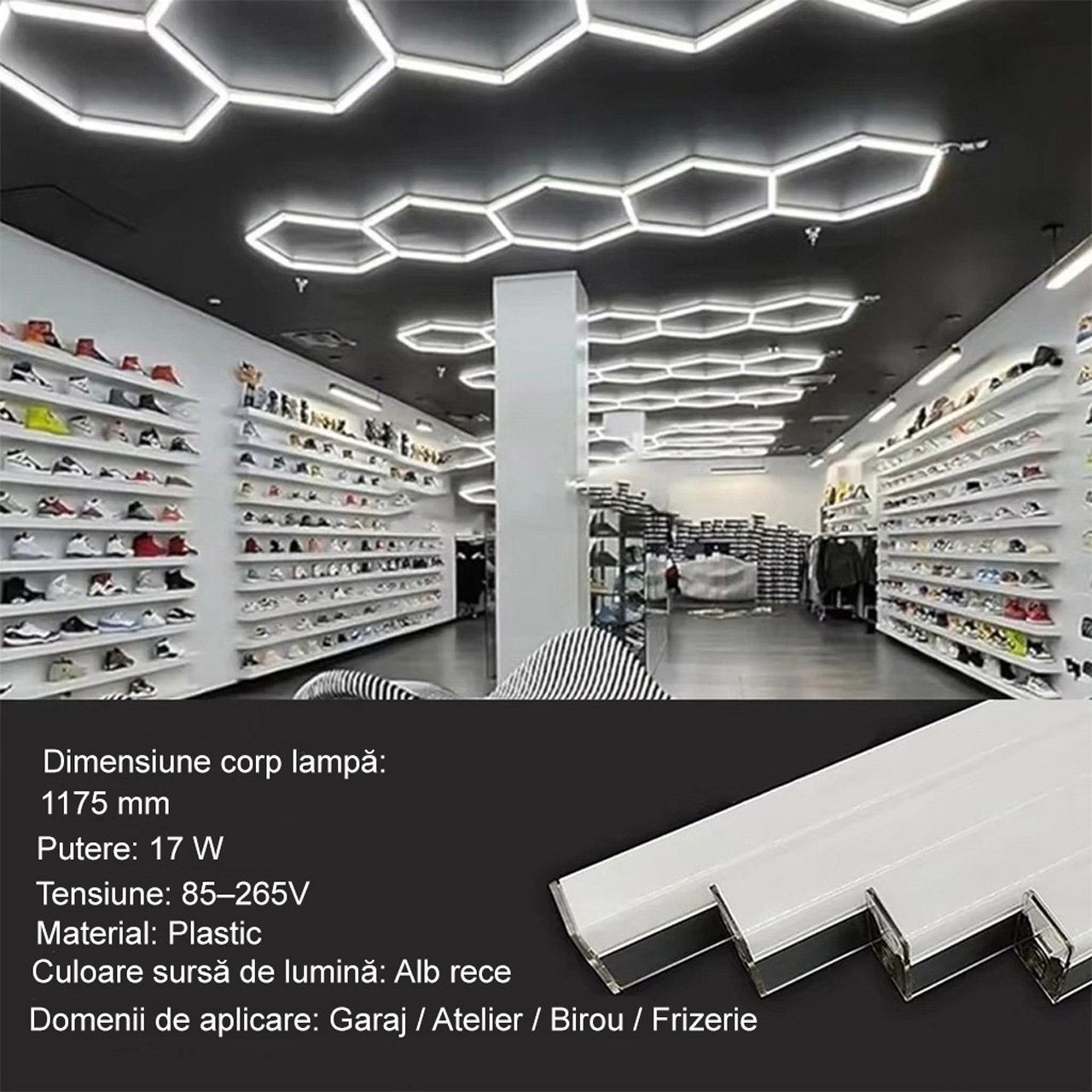 Tuburi Honeycomb LED LBZ-00155 04 Tub LED Honeycomb 17W, 1175mm, material plastic, 6500k, lumina alb rece